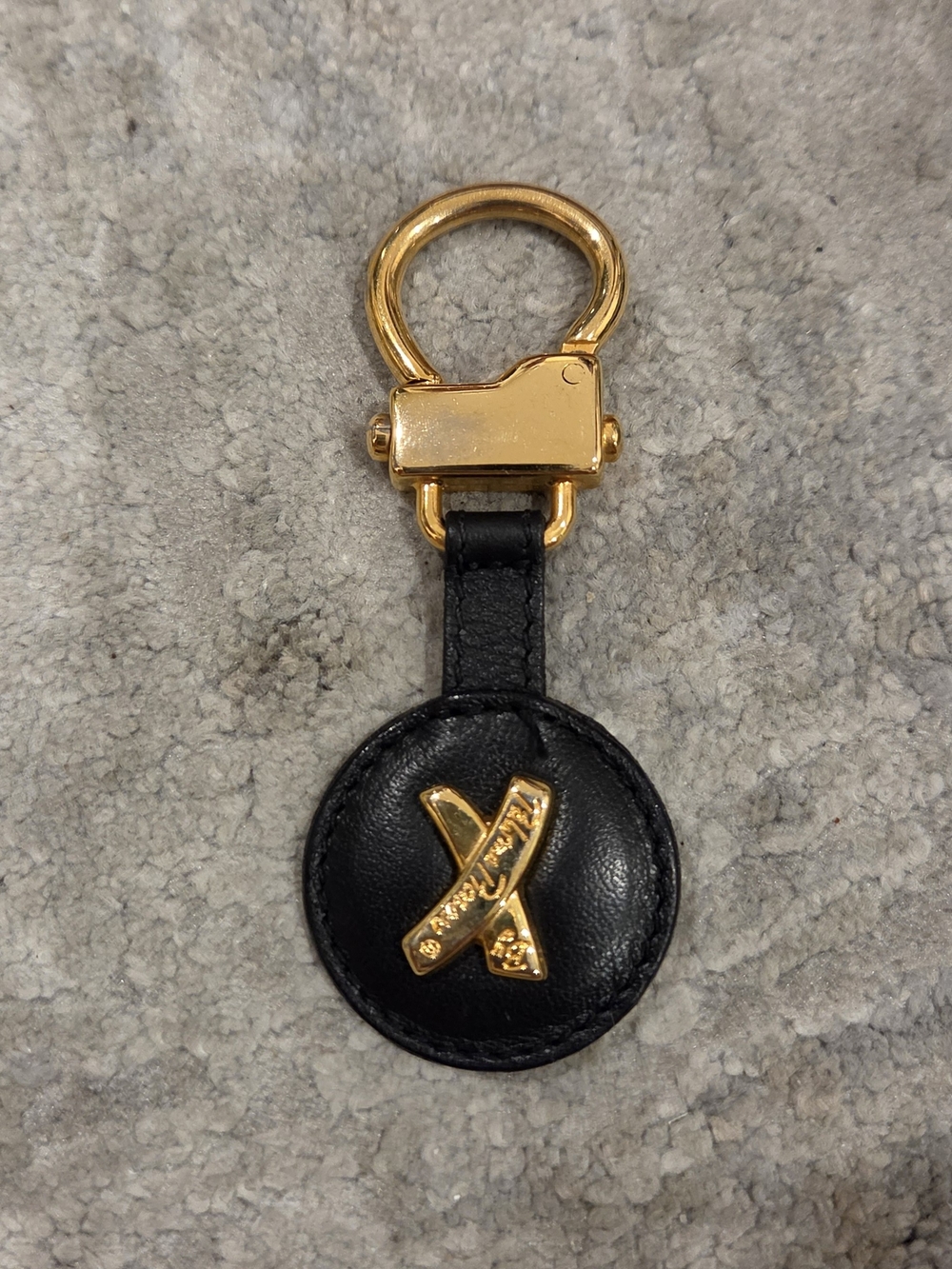 Brand New Vintage Paloma Picasso Black Leather Gold Tone "X" Logo Keychain Bag C